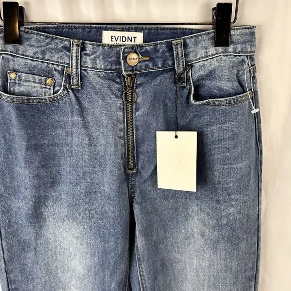 Anthropologie EVIDNT Slim Lamia Jeans Womens 26 Blue Split Ankle Expose Zip Fly - Picture 4 of 11